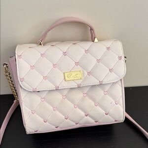 Betsy Johnson Elegant Pink and White Quilted Handbag